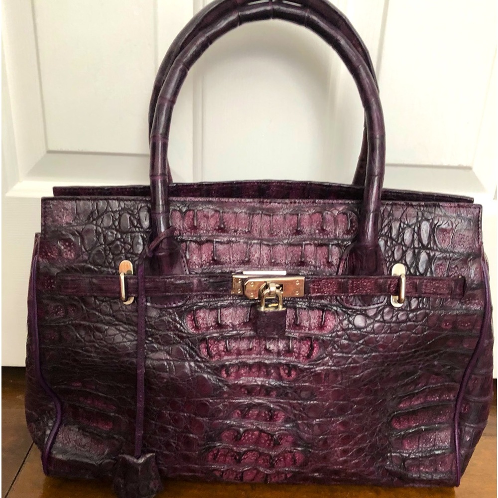 Genuine Crocodile Skin Top Handle Handbag